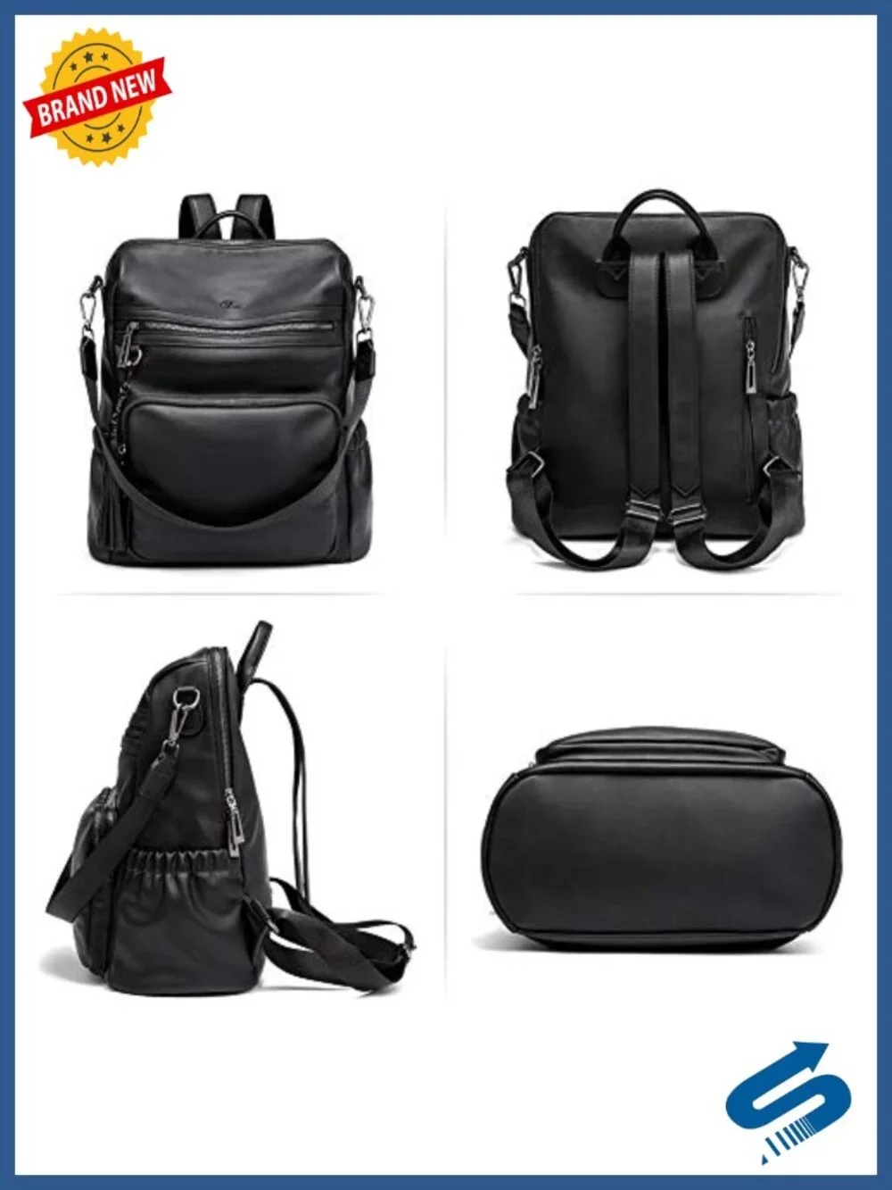 PU Leather Convertible Backpack Purse for Women Large Travel Work Bag
